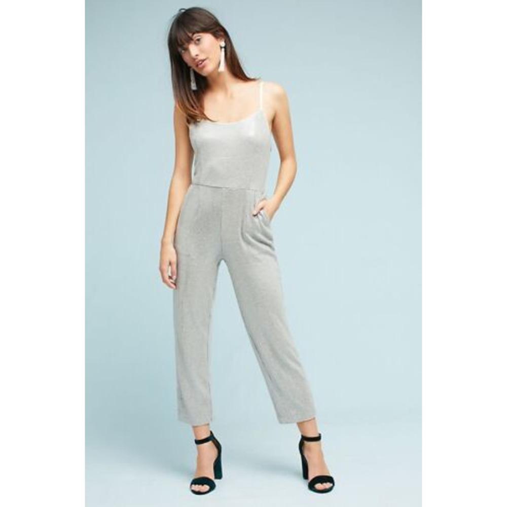 Anthropologie Light Gray Sleeveless Jumpsuit